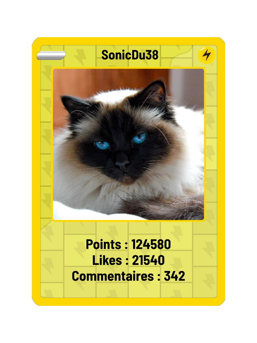 Exemple de carte Électrique de SonicDu38, avec les compteurs de points, likes et commentaires