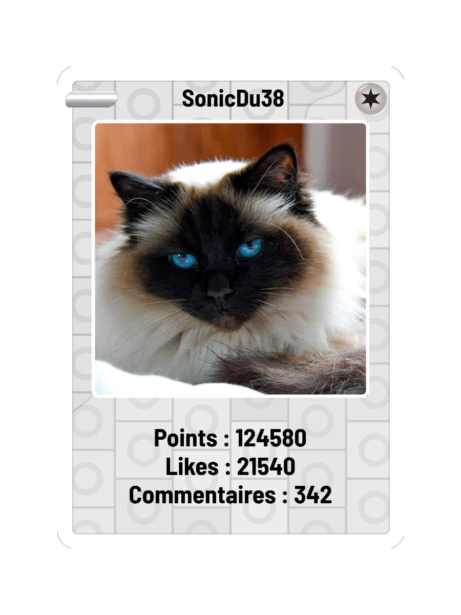 Exemple de carte Normal de SonicDu38, avec les compteurs de points, likes et commentaires